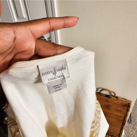 Jaclyn Smith Crochet Sequins Detail Stylish Short Sleeve Tee. - Picture 2 of 14